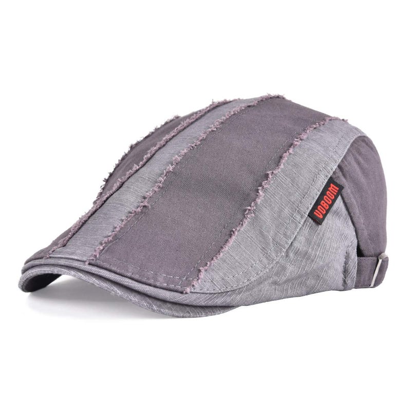 VOBOOM 100% Cotton Distressed Ivy Newsboy Caps Cabbie Gatsby Hat (Grey) - Image 1